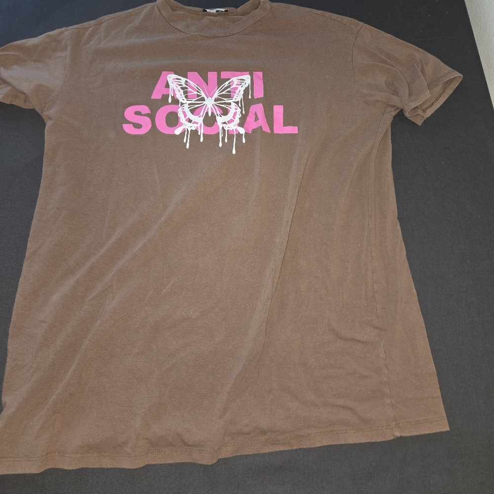 Fashion Nova Brown Top with Pink and White Graphic